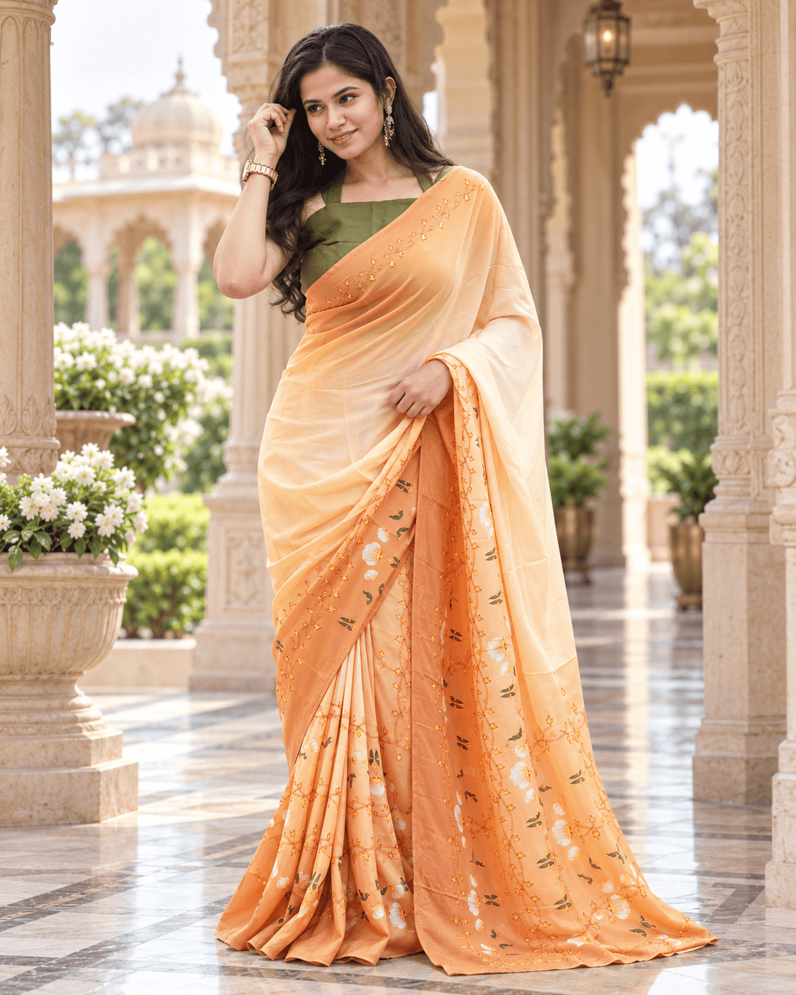 Sunlit Vine Bloom Saree