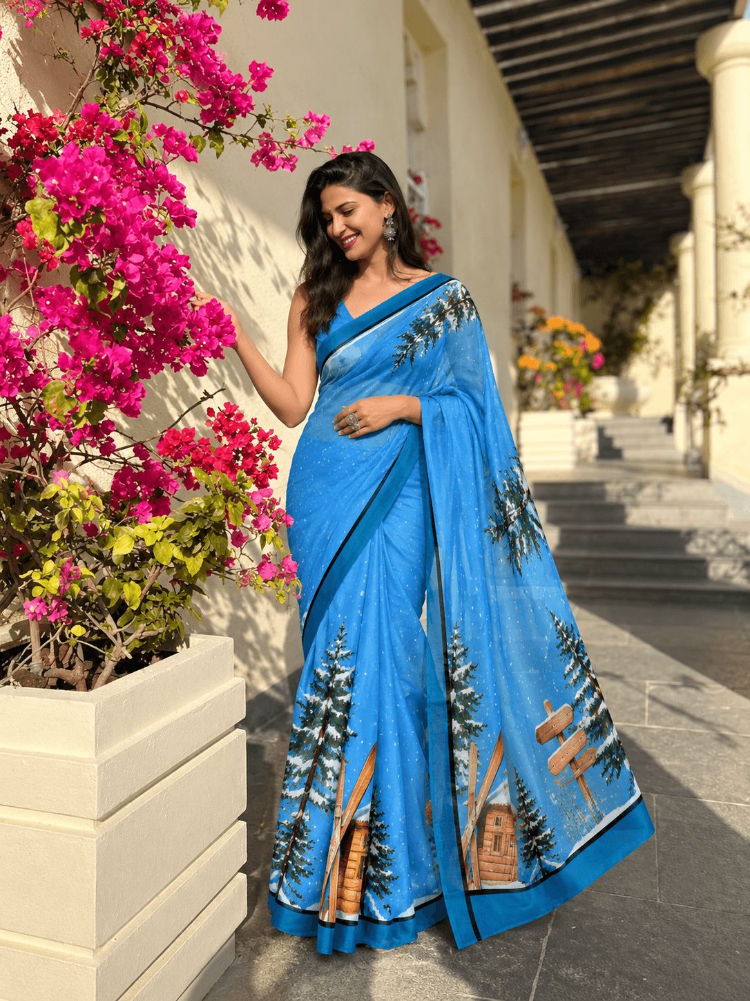 The Alpine Reverie – Winter Blue Saree