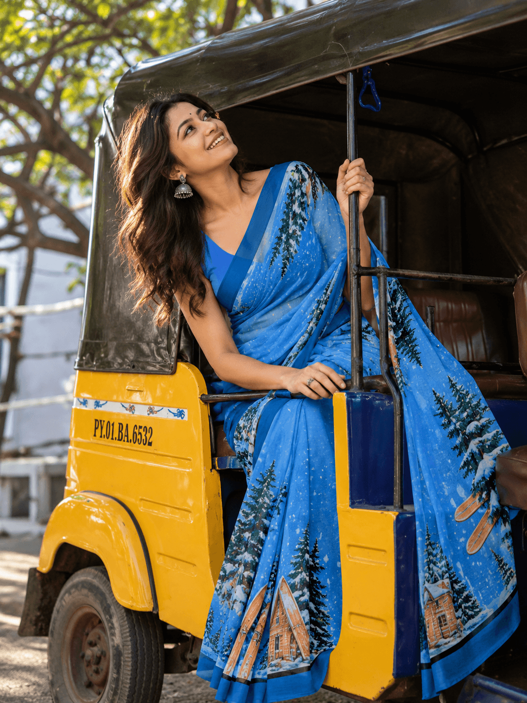 The Alpine Reverie – Winter Blue Saree