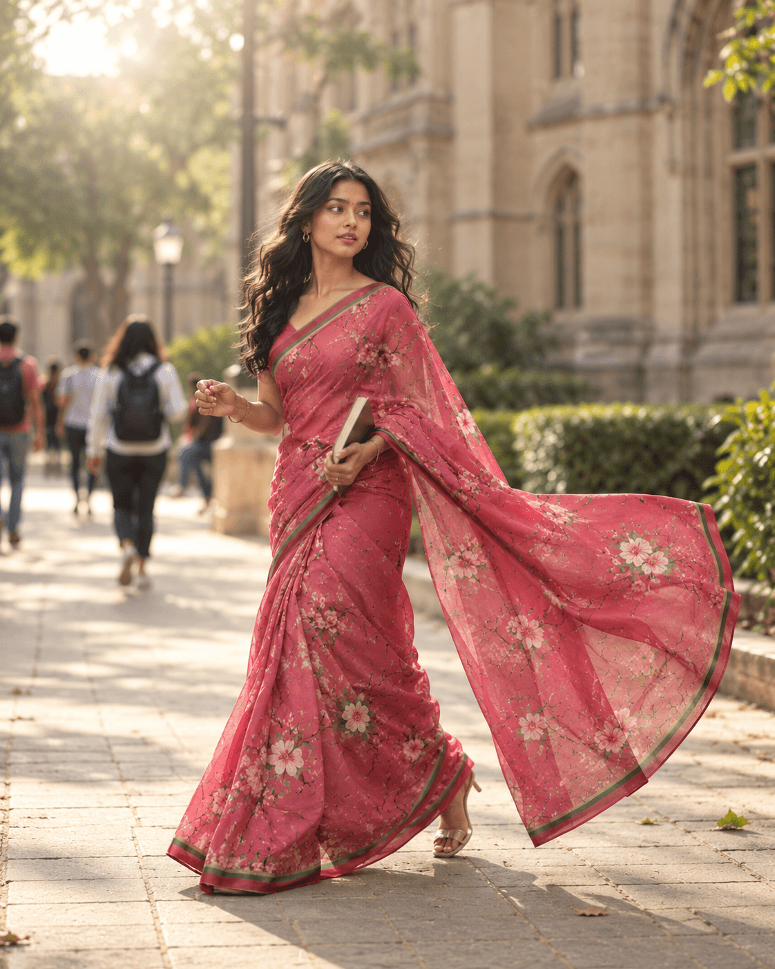The Rosé Blossom – Dusty Rose Floral Saree