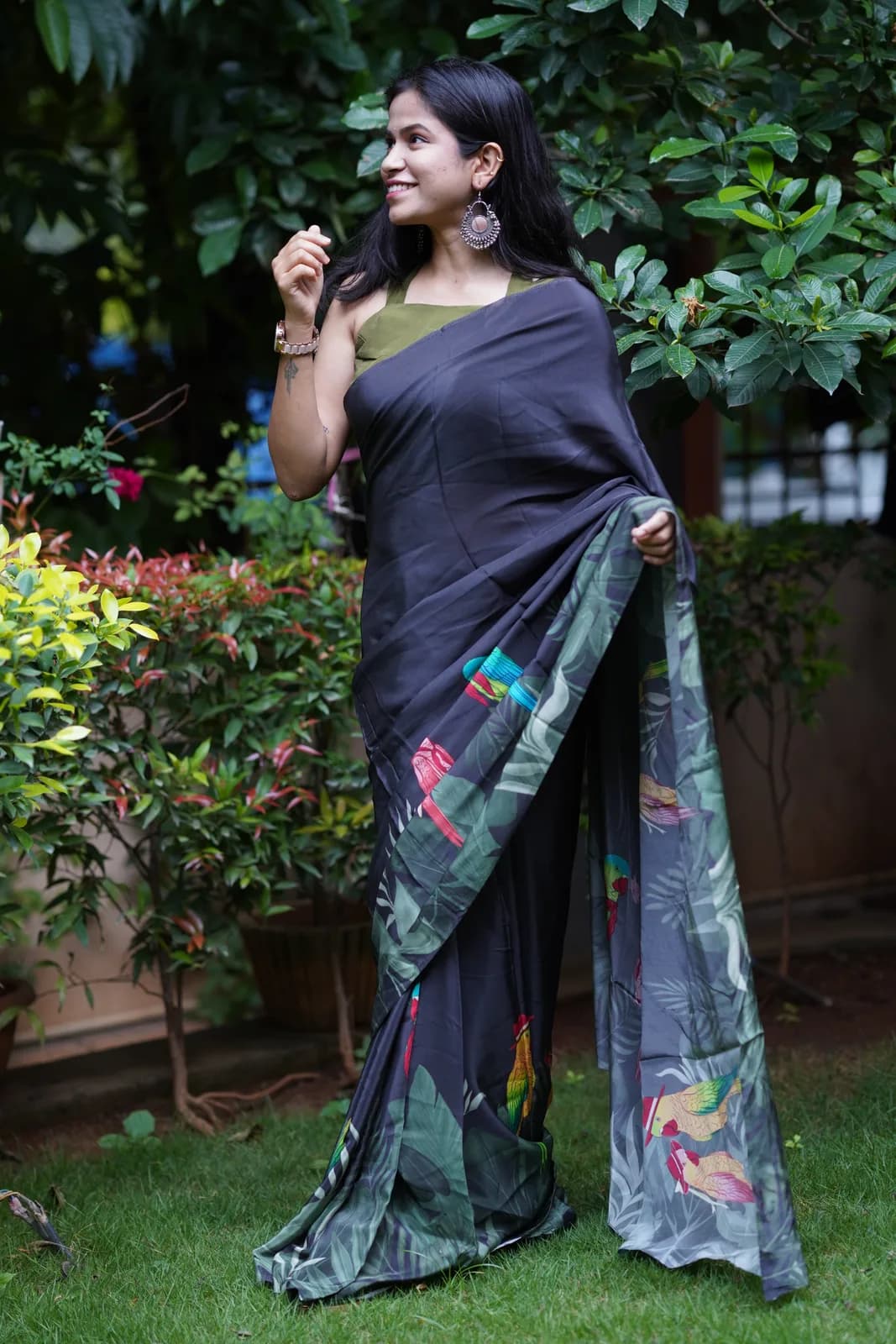Black with Parrots