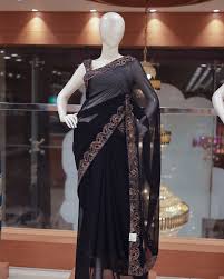 Royal Emerald Temple Border Georgette Saree